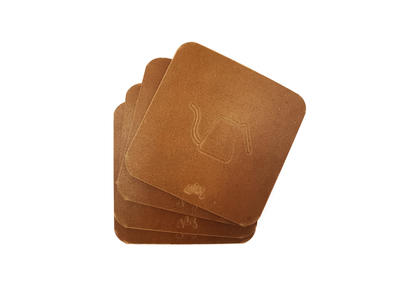 Kanso Leather Coasters - tanned brown